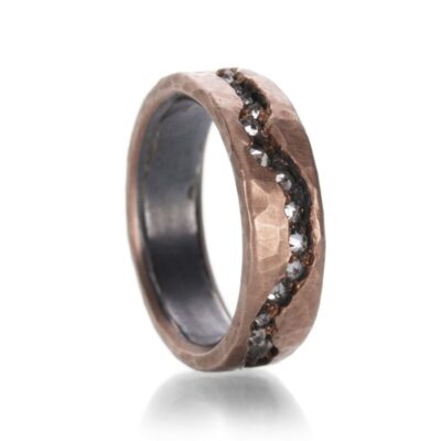 Rings Todd Pownell  | Rose Gold Fissure Band With Diamonds