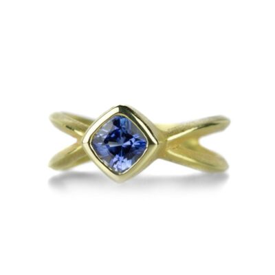 Rings Barbara Heinrich  | Cushion Cut Blue Sapphire Criss Cross Ring