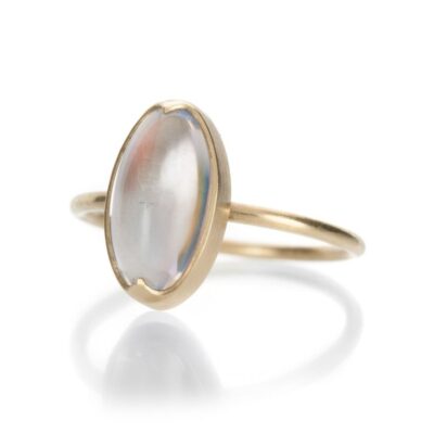 Rings Gabriella Kiss  | Elongated Oval Rainbow Moonstone Ring