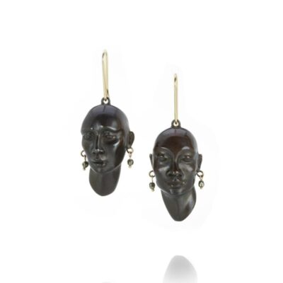 Earrings Gabriella Kiss  | Bronze Head Earrings With Pyrite Earrings