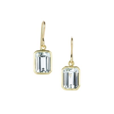 Earrings Maria Beaulieu  | 18K Emerald Cut Aquamarine Drop Earrings