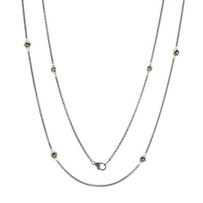 Necklaces Amali  | Textile Black Diamond Station Necklace