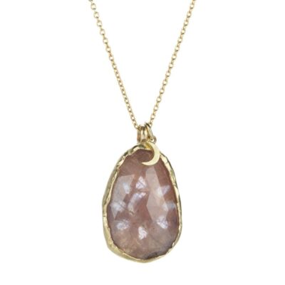 Necklaces Victoria Cunningham  | Light Pink Sapphire Moon And Star Pendant Necklace