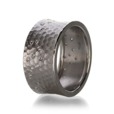 Rings Barbara Heinrich  | Platinum Carved Glacier Band With Diamonds