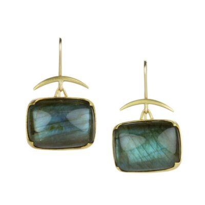 Earrings Gabriella Kiss  | 18K Rectangular Labradorite Drop Earrings