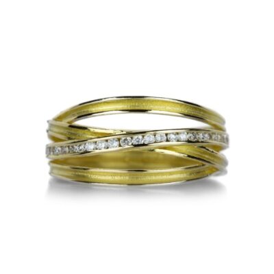 Rings Barbara Heinrich  | Four Ribbon Ring With Channel Set White Diamonds