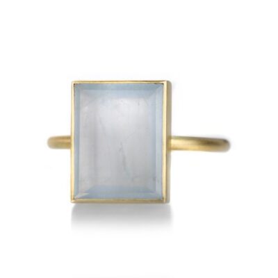 Rings Gabriella Kiss  | Bezel Set Rectangular Aquamarine Ring