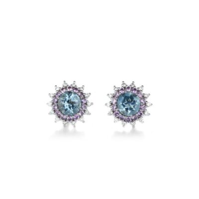 Earrings Paul Morelli  | Aquamarine And Purple Sapphire Studs