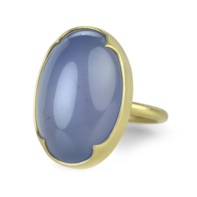 Rings Gabriella Kiss  | 18K Large Oval Blue Chalcedony Ring