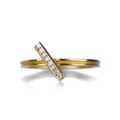 Rings Barbara Heinrich  | 18K Diagonal Diamond Bar Ring