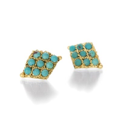 Earrings Amali  | Turquoise Textile Studs