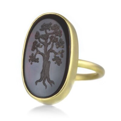 Rings Gabriella Kiss  | 18K Garnet Tree Intaglio Ring