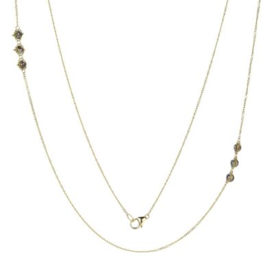 Necklaces Amali  | Triple Station Black Diamond Textile Necklace