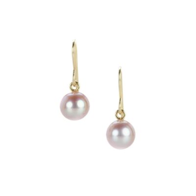 Earrings Maria Beaulieu  | Round Metallic Pink Freshwater Pearl Drop Earrings