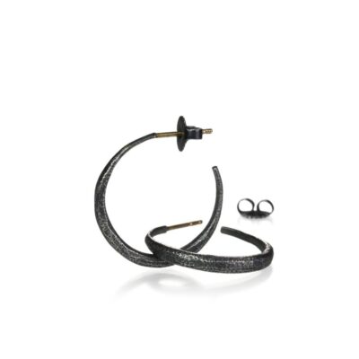 Earrings John Iversen  | Oxidized Silver Mini Hoop Earrings