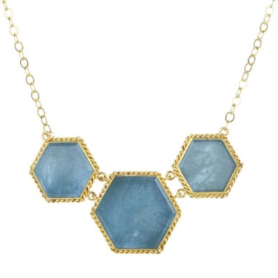 Necklaces Amali  | Triple Aquamarine Hexagon Necklace