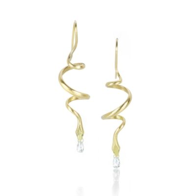 Earrings Gabriella Kiss  | Diamond Briolette Spiral Snake Earrings