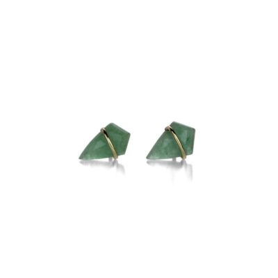 Earrings Page Sargisson  | Small Green Aventurine Kite Studs