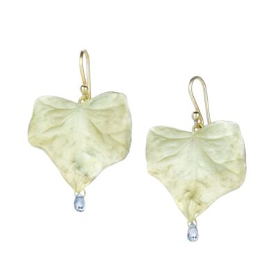 Earrings Gabriella Kiss  | Medium Ivy Leaf Earrings With Sapphire Drops