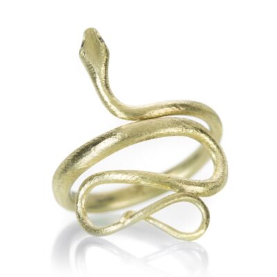 Rings Gabriella Kiss  | Large Snake Ring With Diamond Eyes