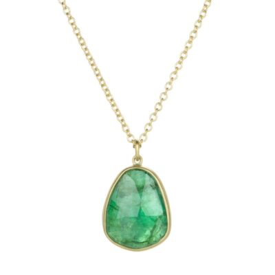 Necklaces Lola Brooks  | Emerald Pebble Drop Pendant Necklace