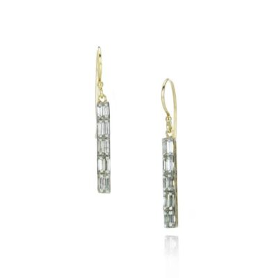 Earrings Todd Pownell  | Linear Baguette Diamond Drop Earrings