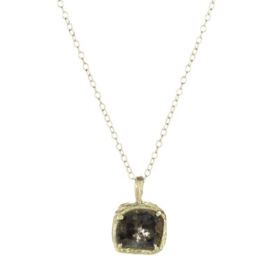 Necklaces Victoria Cunningham  | Dark Rustic Diamond Slice Window Pendant Necklace