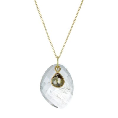 Necklaces Margaret Solow  | Rutilated Quartz And Diamond Pendant Necklace