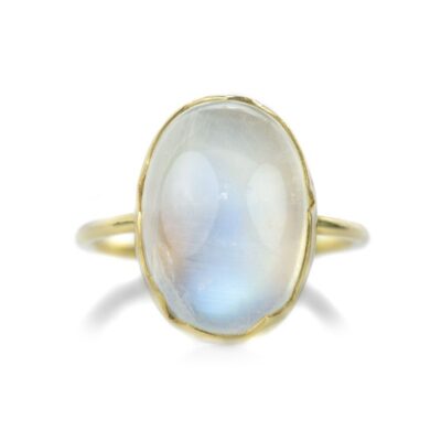 Rings Annette Ferdinandsen  | 18K Rainbow Moonstone Egg Ring