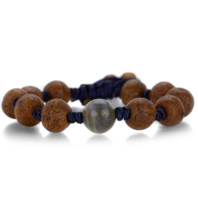 Bracelets Joseph Brooks  | Antique Bodhi Seed Bracelet With Labradorite