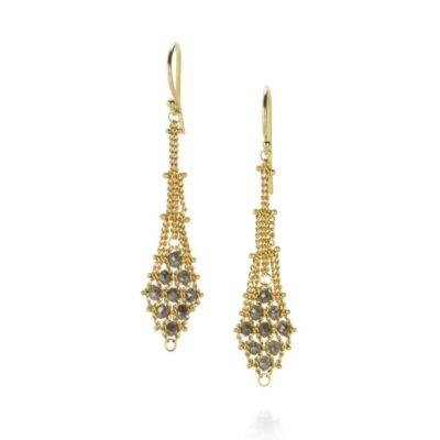 Earrings Amali  | Gray Diamond Textile Drop Earrings