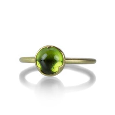 Rings Gabriella Kiss  | Round Peridot Ring In 3 Scallop Bezel