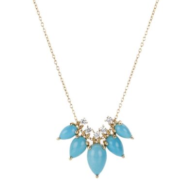 Necklaces Nicole Landaw  | Turquoise And Diamond Story Necklace