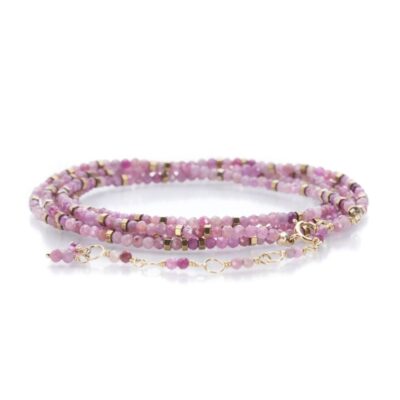 Bracelets Anne Sportun  | Multicolored Pink Ruby Confetti Wrap Bracelet- 34″