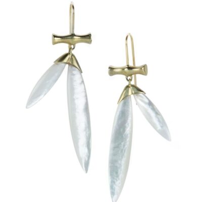 Earrings Annette Ferdinandsen  | White Mother Of Pearl Bamboo Earrings