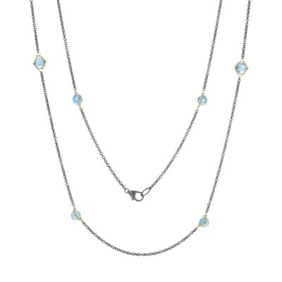 Necklaces Amali  | London Blue Topaz Textile Station Necklace