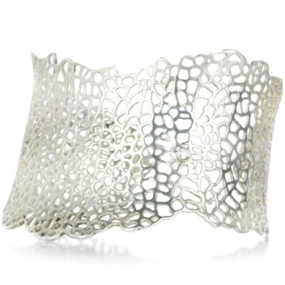 Bracelets Annette Ferdinandsen  | Sterling Silver Sea Fan Cuff With Diamond