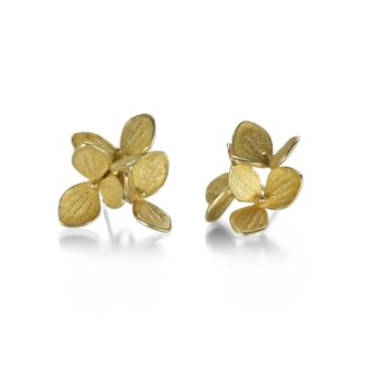 Earrings John Iversen  | 18K Yellow Gold 3 Part Medium Hydrangea Earrings