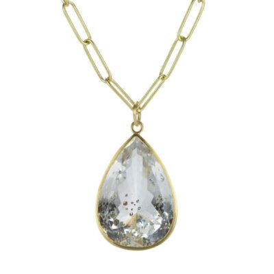 Necklaces Maria Beaulieu  | Teardrop Quartz Pendant With Pyrite (Pendant Only)