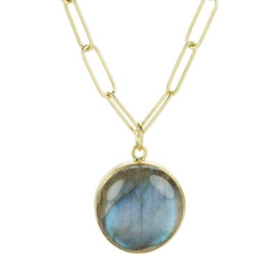 Necklaces Maria Beaulieu  | Round Labradorite Pendant (Pendant Only)