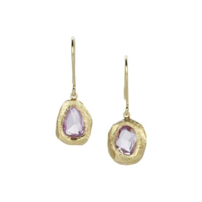 Earrings Page Sargisson  | Rose Cut Lilac Pink Sapphire Drop Earrings