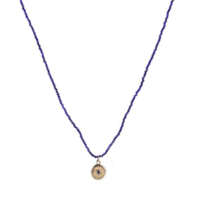 Necklaces Margaret Solow  | Lapis Beaded Necklace With Disc Pendant