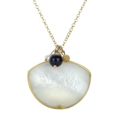 Necklaces Gabriella Kiss  | 18K Mother Of Pearl Waxing Moon Pendant Necklace