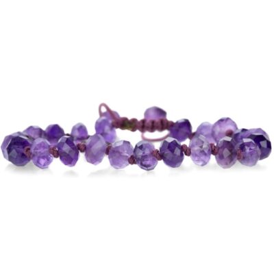 Bracelets Joseph Brooks  | 8Mm Faceted Amethyst Rondelle Bead Bracelet