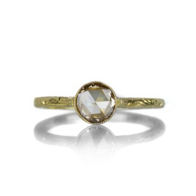 Rings Diana Mitchell  | Champagne Diamond Engraved Cathedral Ring