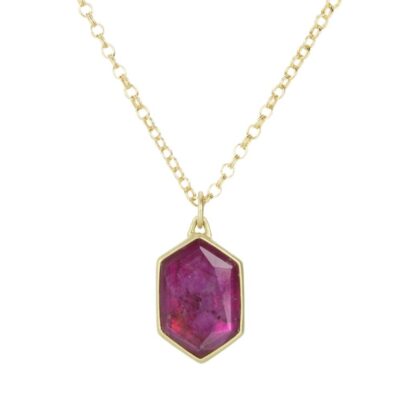 Necklaces Gabriella Kiss  | Hexagonal Ruby Pendant Necklace