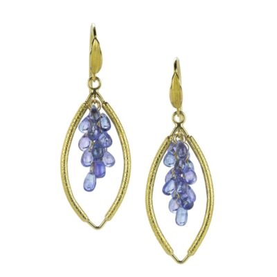 Earrings Barbara Heinrich  | Open Navette Earrings With Tanzanite Briolettes