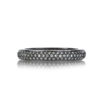 Rings Sethi Couture  | Black Rhodium White Diamond Tire Band