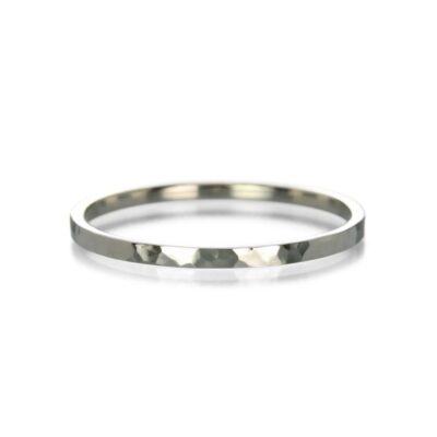 Rings Anne Sportun  | White Gold Flat Hammered Band