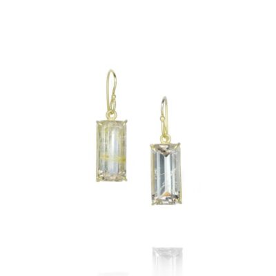 Earrings Rosanne Pugliese  | Emerald Cut Rutile Quartz Drop Earrings